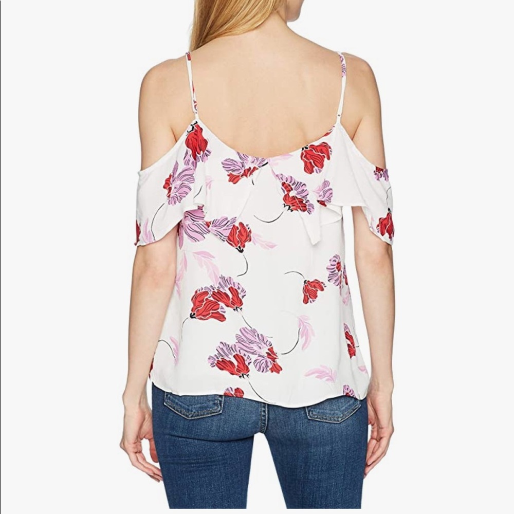 Bardot Floral Off Shoulder Cold Shoulder Floral Top Size 8 Medium - Picture 2 of 9